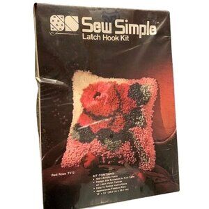 Sew Simple Red Rose Latch Hook Kit 12"x12" Acrylic Yarn DIY Craft